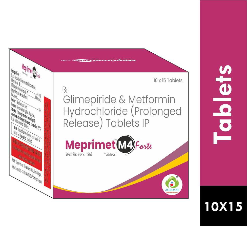 MEPRIMET M4 FORTE TABLET - Glimepiride (4mg) + Metformin (1000mg)