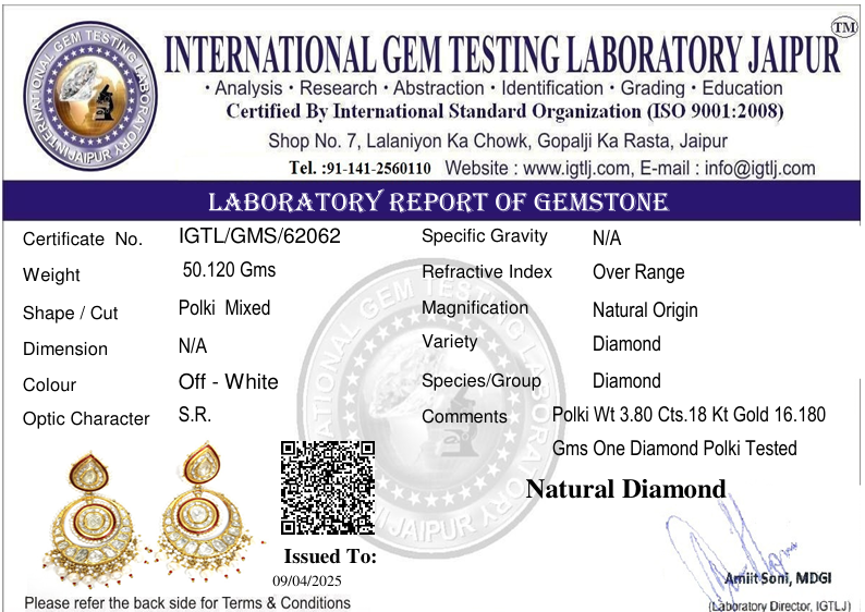 18kt Polki Diamond ChandBali