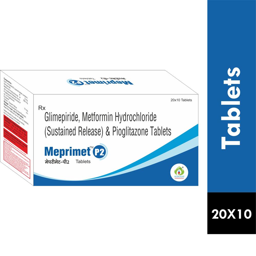 MEPRIMET P 2 TABLET - Glimepiride (2mg) + Metformin (500mg) (sr) + Pioglitazone (15mg) (double