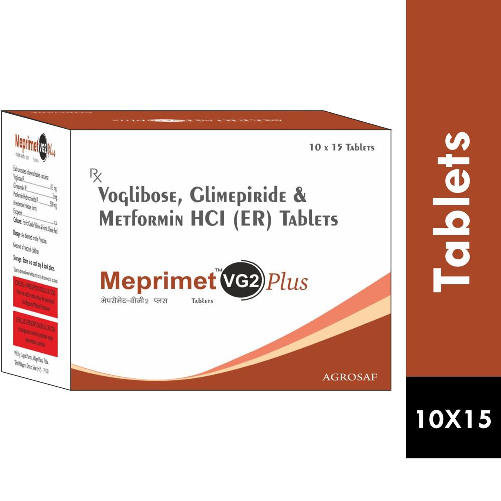 MEPRIMET VG2 PLUS TABLET - Glimepiride (2mg) + Metformin (500mg) + Voglibose (0.3mg)