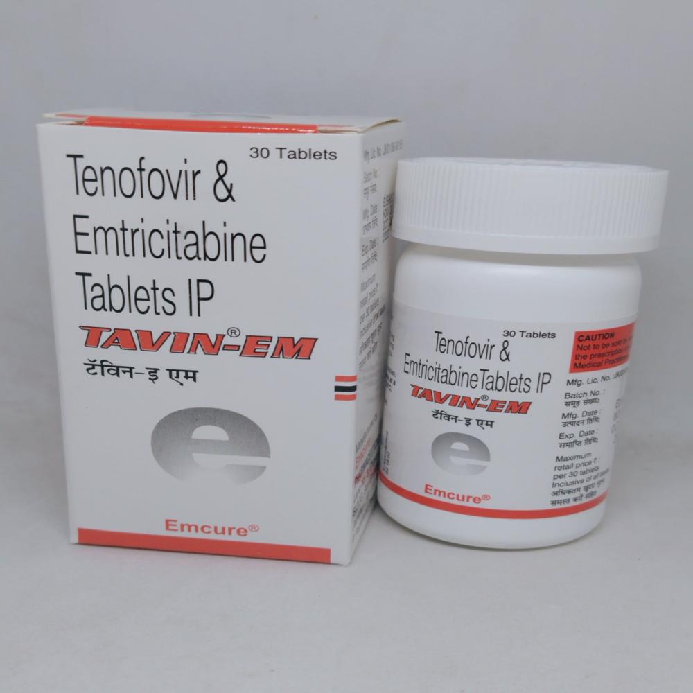 Tavin EM Emtricitabine (200mg) + Tenofovir disoproxil fumarate (300mg) Tablet 