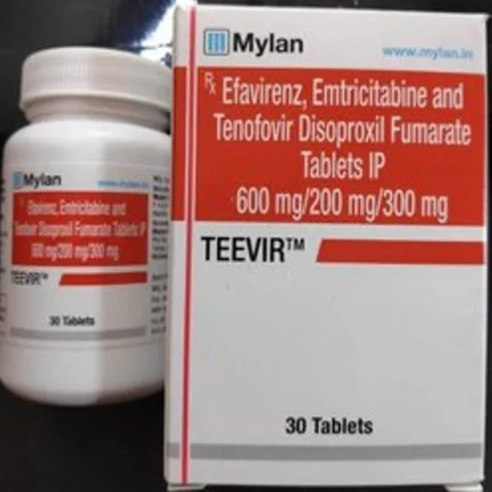 Teevir  Emtricitabine (200mg) + Tenofovir disoproxil fumarate (300mg) + Efavirenz (600mg) Tablet 