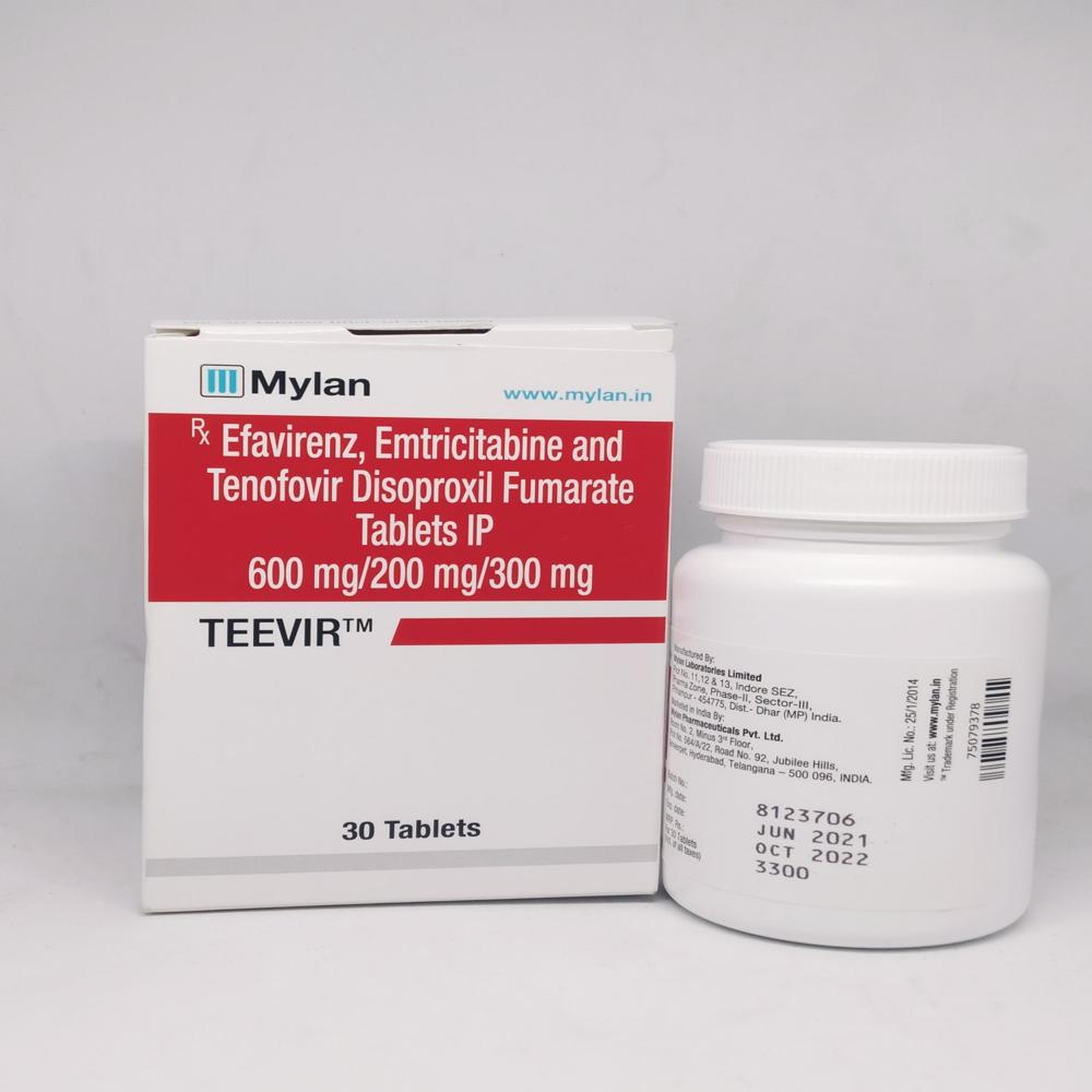 Teevir  Emtricitabine (200mg) + Tenofovir disoproxil fumarate (300mg) + Efavirenz (600mg) Tablet 