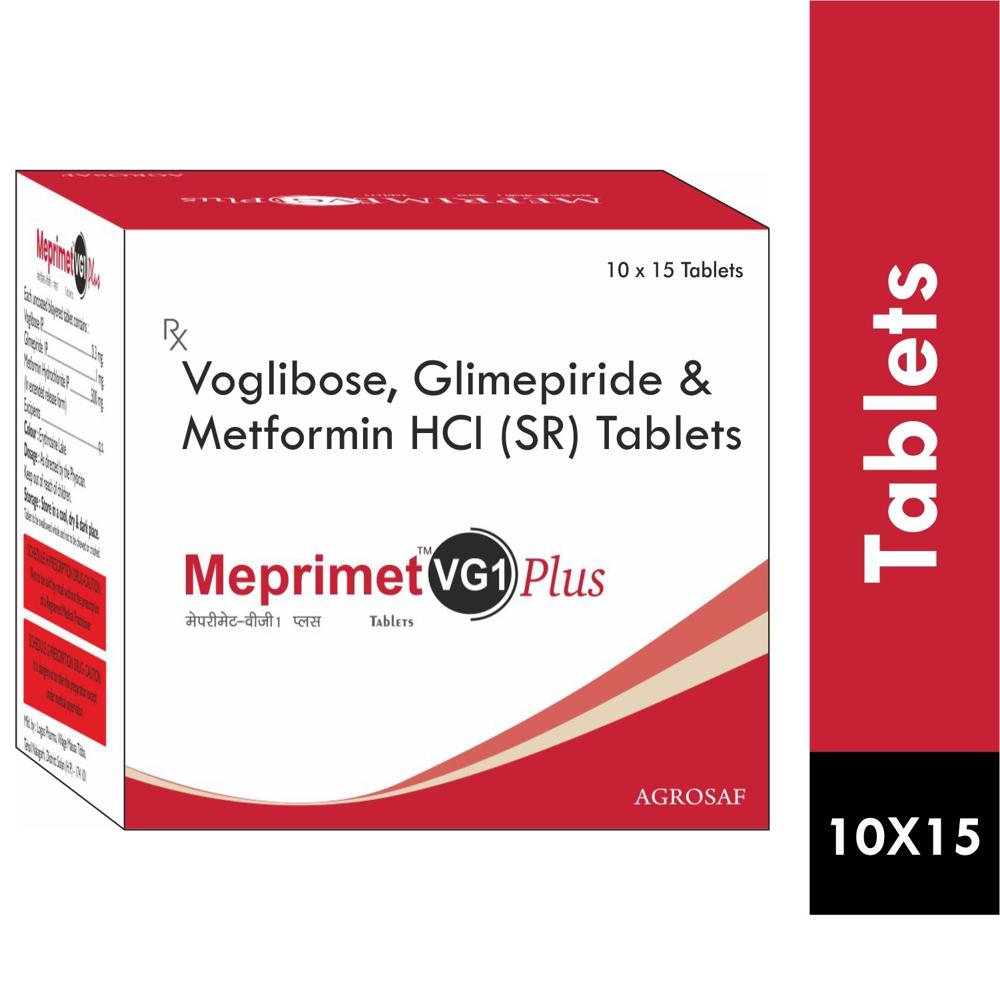 MEPRIMET VG1 PLUS TABLET - Glimepiride (1mg) + Metformin (500mg) + Voglibose (0.3mg)