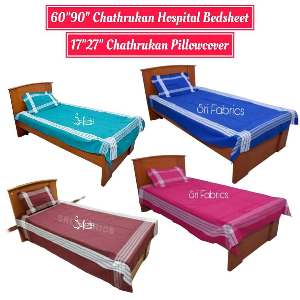 60X90 Inch Chathrukan Maroon Hospital Bedsheet with pillow cover Set