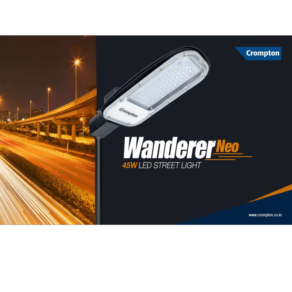 45W Street Light Wanderer Neo ERP-428-45-57-HL2-LM-NBK Make Crompton