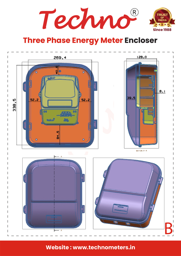Polycarbonate 3 Phase Electricity Meter Box