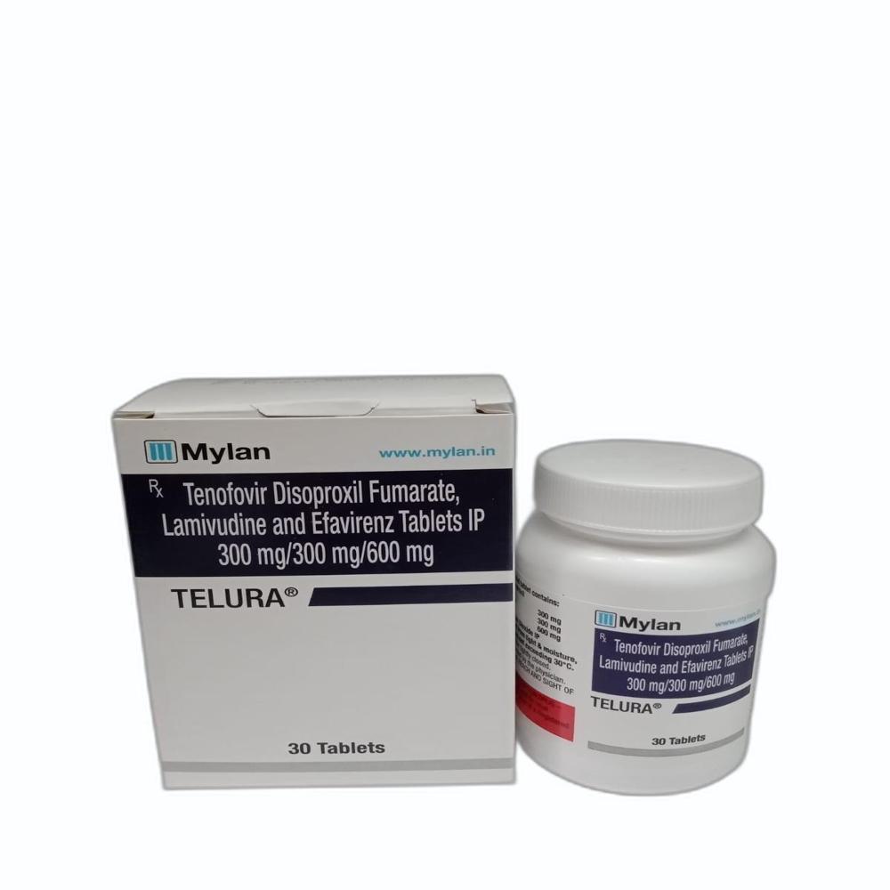 Telura Lamivudine (300mg) + Tenofovir disoproxil fumarate (300mg) + Efavirenz (600mg) Tablet 