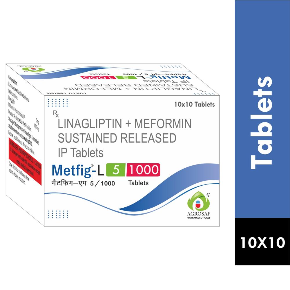 METFIG L 5/1000 TABLETS - Each Film Coated Tablet Contains : Metformin Hydrochloride Ip 1000 Mg + Linagliptin 5 Mg + Excipients Q.s. + Colour: Titanium Dioxide Ip & Ferric Oxide yellow usp-nf