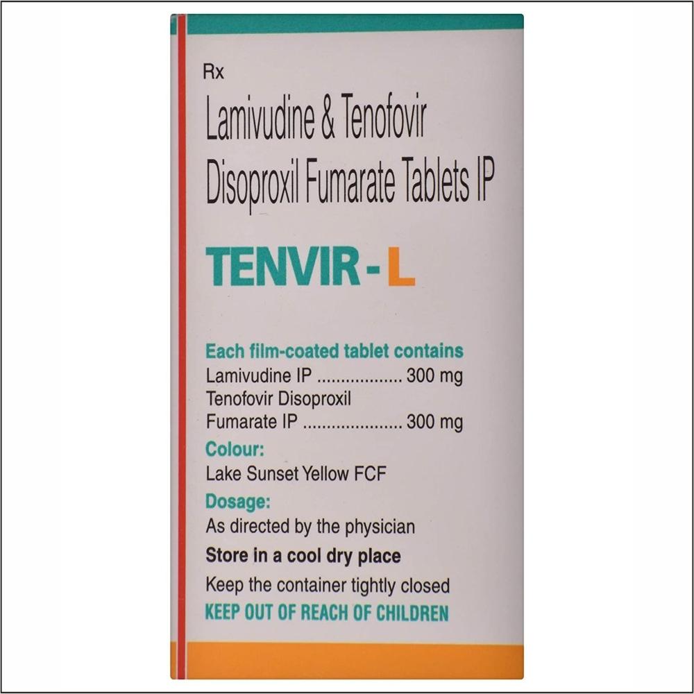 Tenvir L Lamivudine (300mg) + Tenofovir disoproxil fumarate (300mg) Tablet 