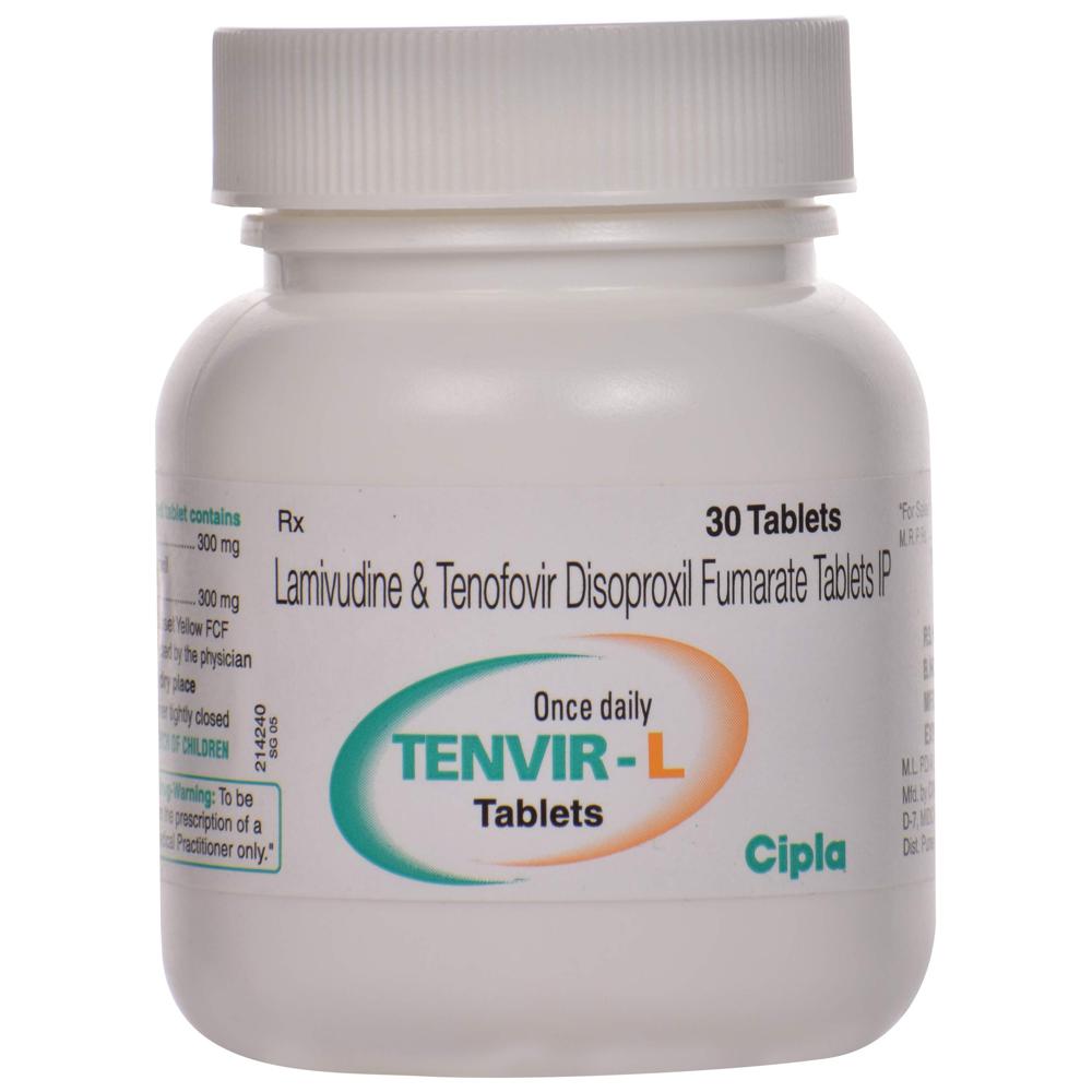 Tenvir L Lamivudine (300mg) + Tenofovir disoproxil fumarate (300mg) Tablet 