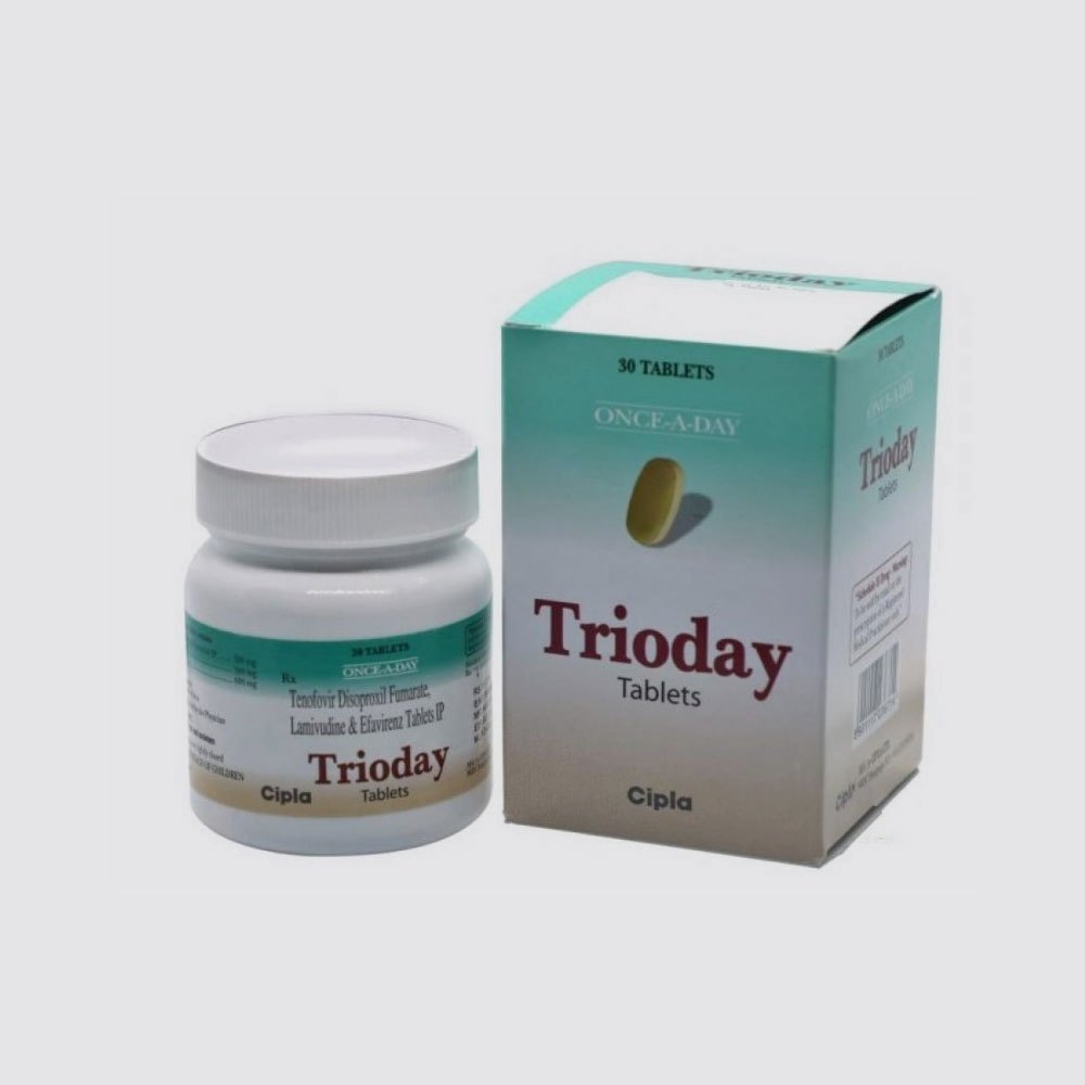 Trioday  Lamivudine (300mg) + Tenofovir disoproxil fumarate (300mg) + Efavirenz (600mg) Tablet