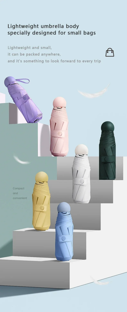 Capsule Umbrella With Box Compact Travel Umbrella With Zipper Case