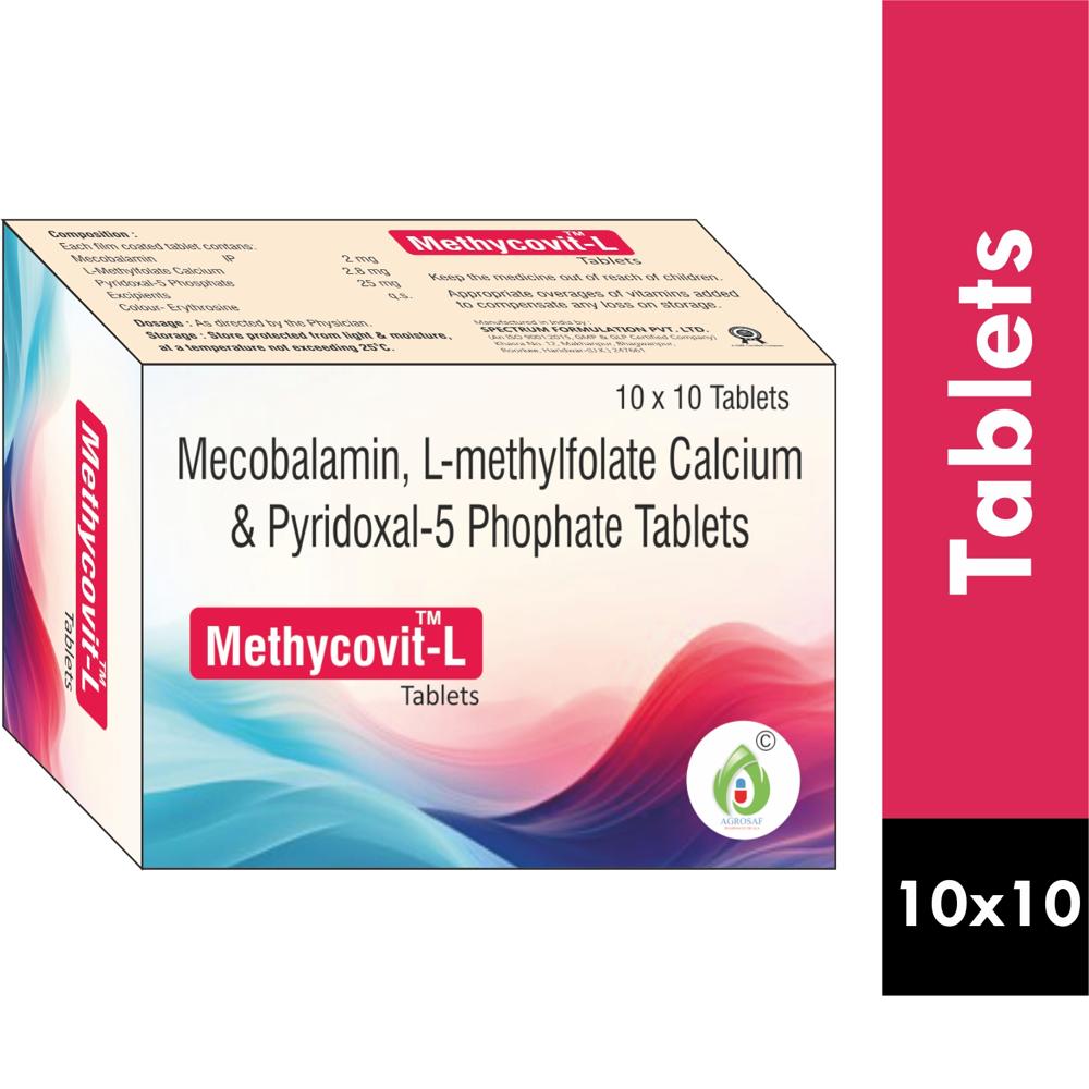 METHYCOVIT L TABLET - L-5 Methyltetrahydrofolate Calcium 2.8mg , Pyridoxal-5-phosphate 25mg, Mecobalamin 2mg