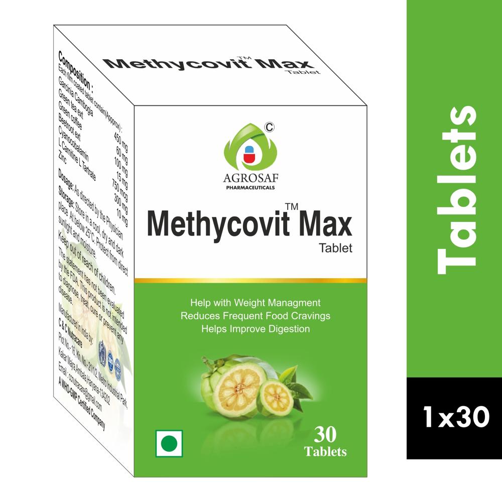 METHYCOVIT MAX TABLET - % Rda Garcinia Cambogia 450 Mg+green Tea Ext 60 Mg+green Coffee 100 Mg+beetroot Ext 15 Mg+ L Carnitine L Tartrate 300 Mg+cyanocobalamin 2.2 Mcg +zinc 10 Mg