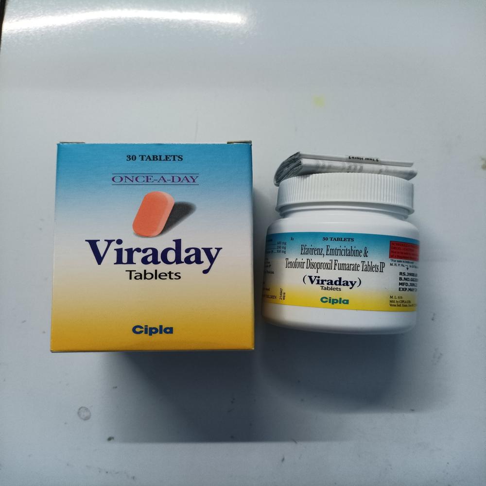 Viraday Emtricitabine (200mg) + Tenofovir disoproxil fumarate (300mg) + Efavirenz (600mg) Tablet 