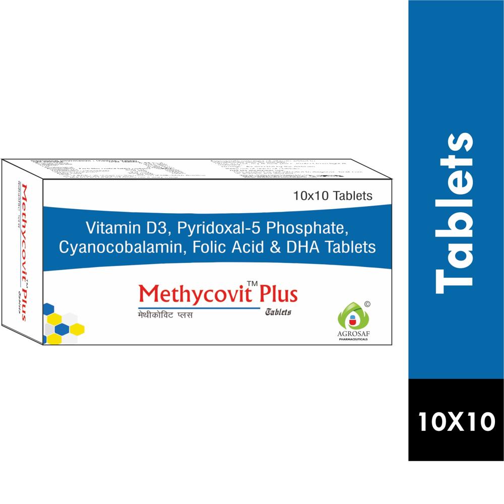 METHYCOVIT PLUS TABLET - Vitamin D3(600 I.u), Folic Acid(200mcg), Pyridoxal-5-phosphate,(2mg) Cyanocobalamin(2.2mcg & Dha(60mg)