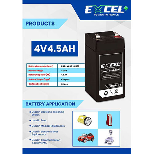 4v 4.5ah Battery - Features: Maintenance-free
