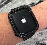 Luxury Custom Black Round-cut Moissanite Apple Watch - Diamond Clarity: Vvs1