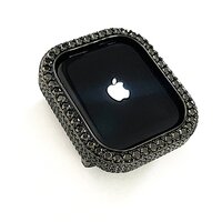 Luxury Custom Black Round-Cut Moissanite Apple Watch
