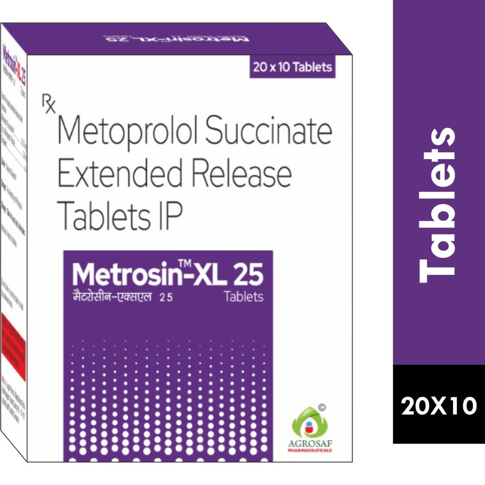 METROSIN XL 25 TAB 20X10 - Metoprolol Succinate (25mg)