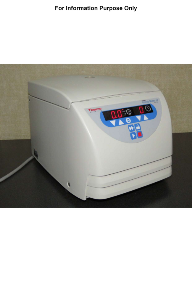 Thermo Fisher Sorvall Legend Micro 21r Microcentrifuge - Dimension (L*w*h): 54.6 Cm * 30.5 Cm * 29.5 Cm Centimeter (Cm)