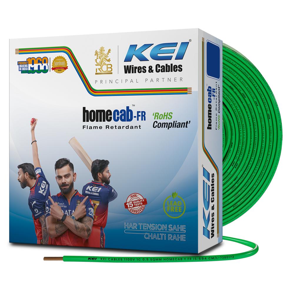 KEI WIRES & CABLES Homecab 1 sqmm 1 Core Copper Flame Retardant House Wire PVC Insulated Cable for Domestic & Industrial Electrical Wiring