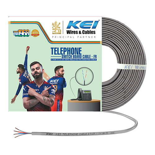 KEI Telephone Cable 2PairX0.4mm Dia High Conductivity Copper Telephone Switch Board Cable, Fire Retardant, PVC Insulated Telephone Cable for Residential,Offices,factories & Hotels Use(Grey, 90 Meter)