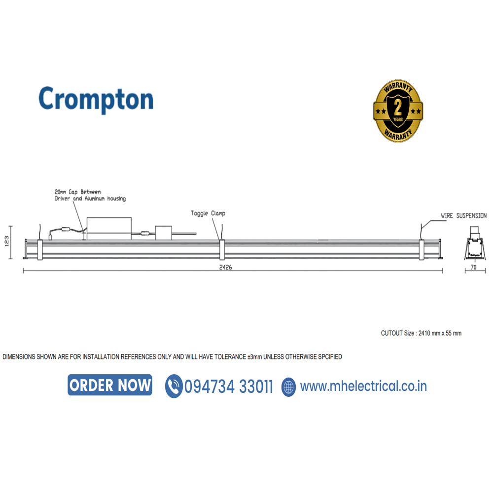 80w Canopy Light Crompton For Petrol Pump CIR-328-80-57-SL-DP-NWH
