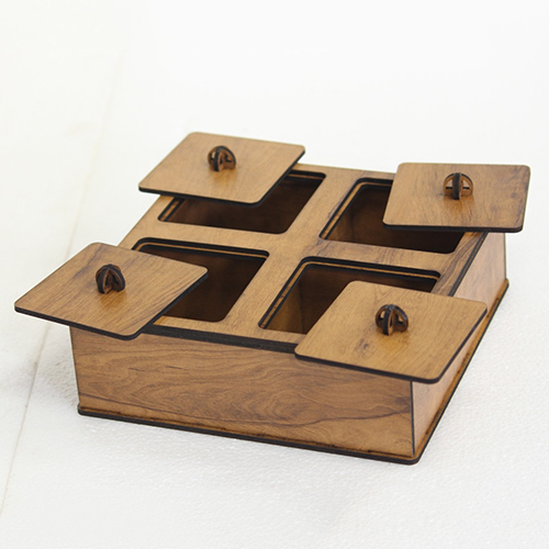4 Partition Dryfruit Wooden Box - Coating Type: Colour Coated