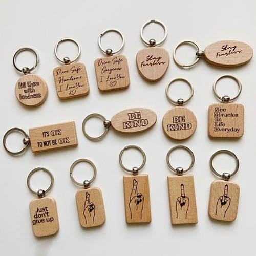 Wooden Key Chain - Color: Brown