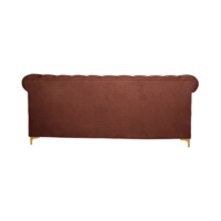 3-Seater Tufted Velvet Sofa with Rolled Arms & Gold Legs  Modern Chesterfield Style