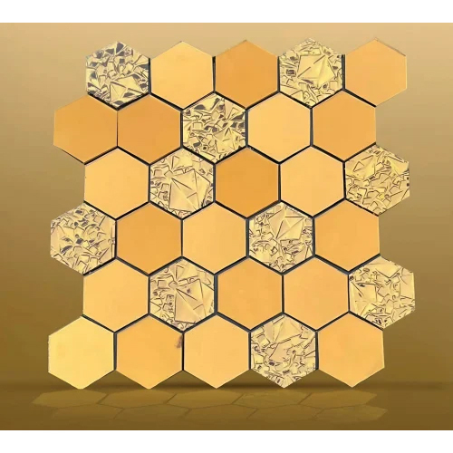 Honeycomb Pattern Glass Mosaic Tile - Color: Multi Color