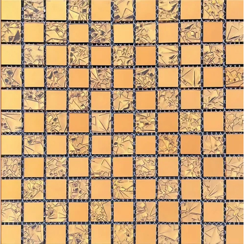 Radiant Gold Geometric Glass Mosiac Tile