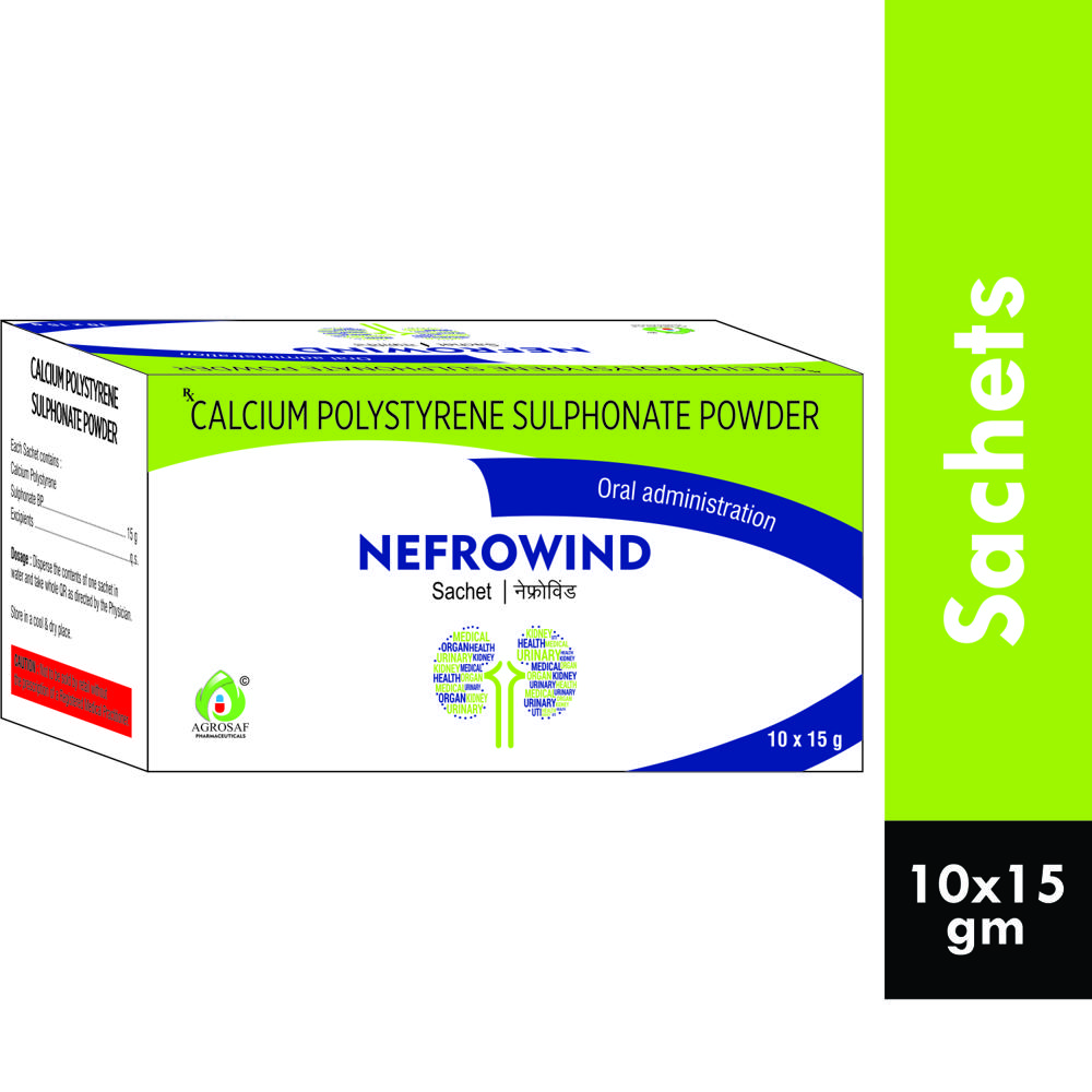 NEFROWIND SACHET -Each Sachet Contains - Calcium Polystyrene , Sulphonate Bp - 15 G , Excipients Q.s