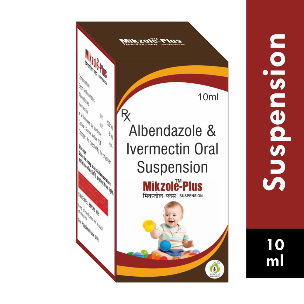 MIKZOLE PLUS SUSPENSION - ALBENDAZOLE (200MG) + IVERMECTIN (3MG)