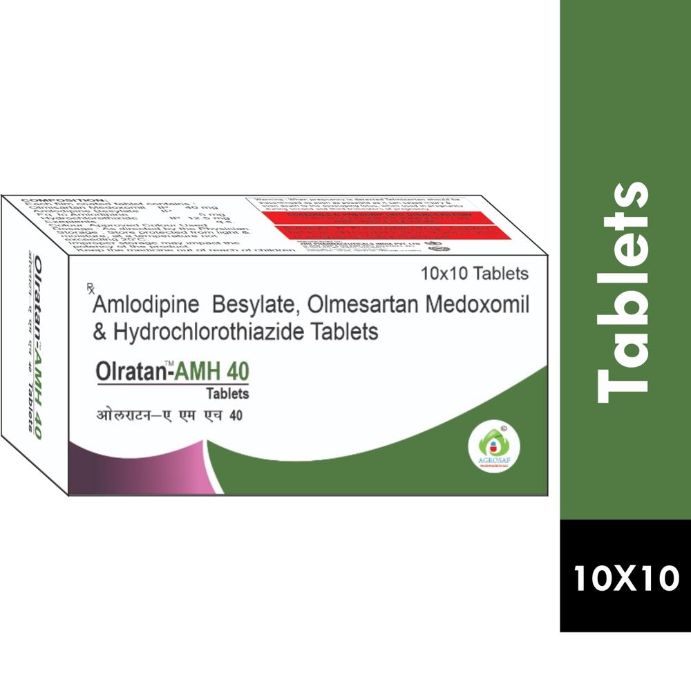 OLRATAN AMH 40 TABLET - Olmesartan Medoxomil(40mg),amlodipine(5mg) & Hydrochlorothiazide(12.5mg) Tablet