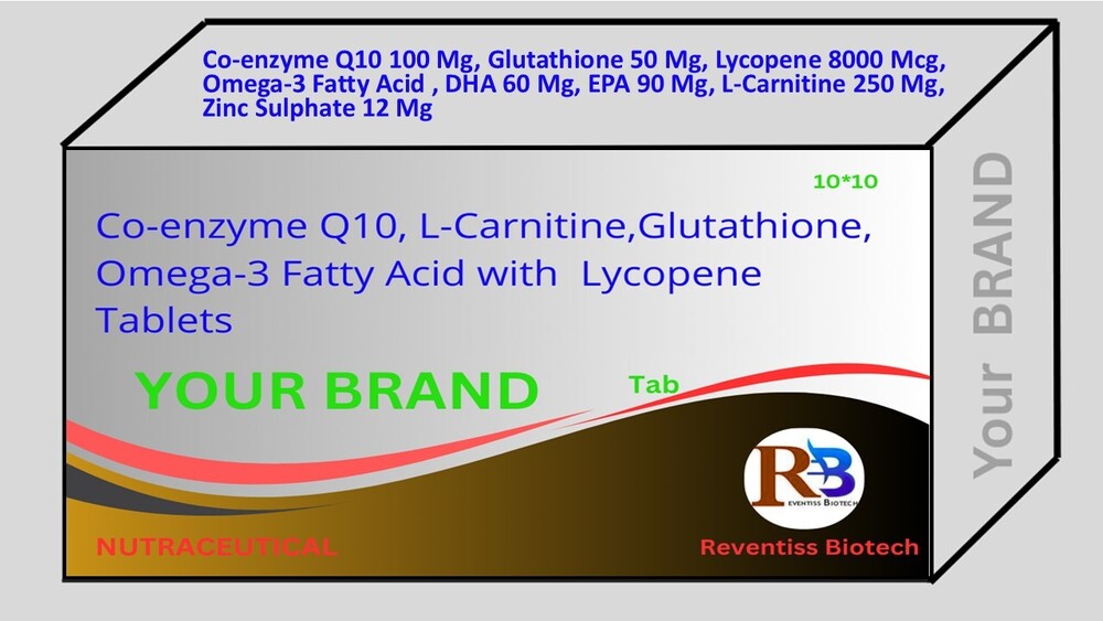 Co-enzyme Q10, Glutathione, Lycopene, Omega-3 Fatty Acid , DHA, EPA, L-Carnitine, Zinc Sulphate