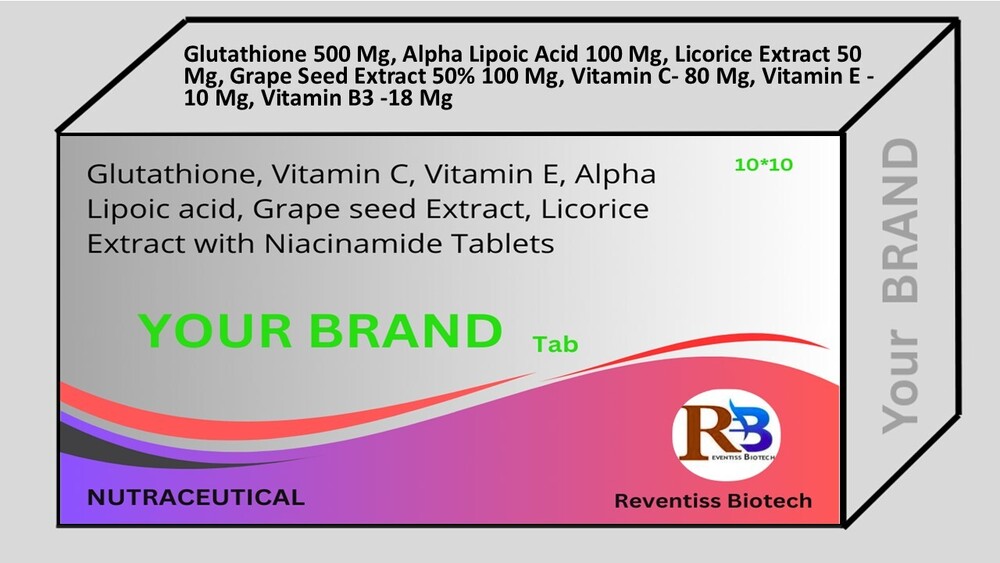 Glutathione, Alpha Lipoic Acid, Licorice Extract, Grape Seed Extract, Vitamin C,Vitamin E,Vitamin B3