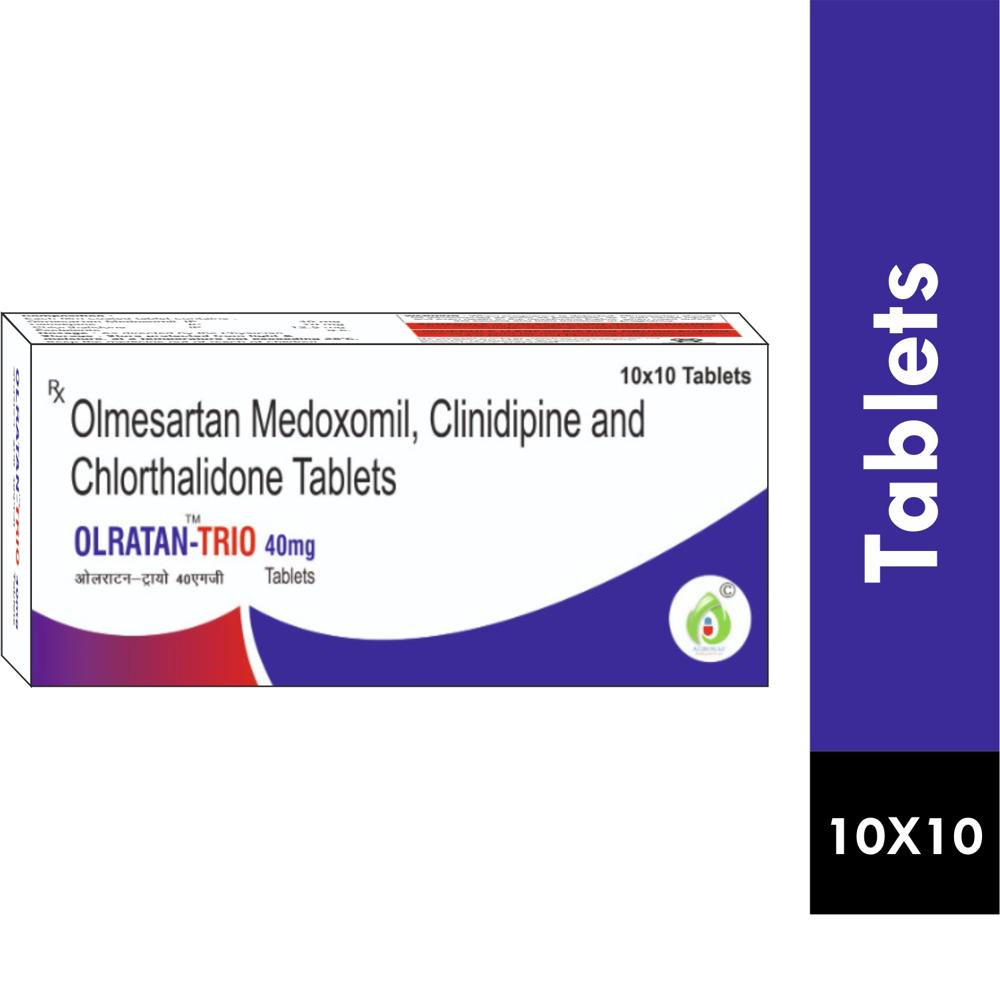 OLRATAN TRIO 40 TABLET - Olmesartan Medoxomil Ip 40 Mg Cilnidipine Ip 10 Mg And Chlorthalidone Ip 12.5 Mg
