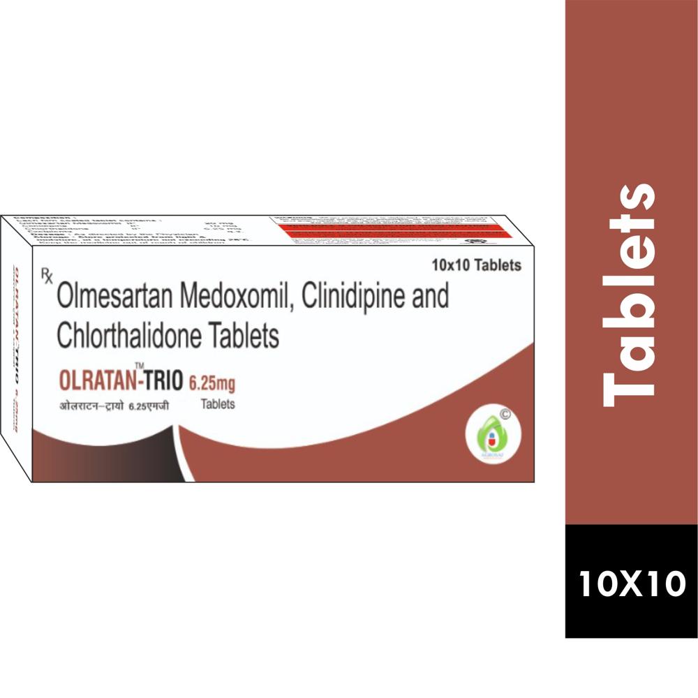 OLRATAN TRIO 6.25 TABLET - Olmesartan Medoxomil Ip 20 Mg Cilnidipine Ip 10 Mg And Chlorthalidone Ip 6.25 Mg