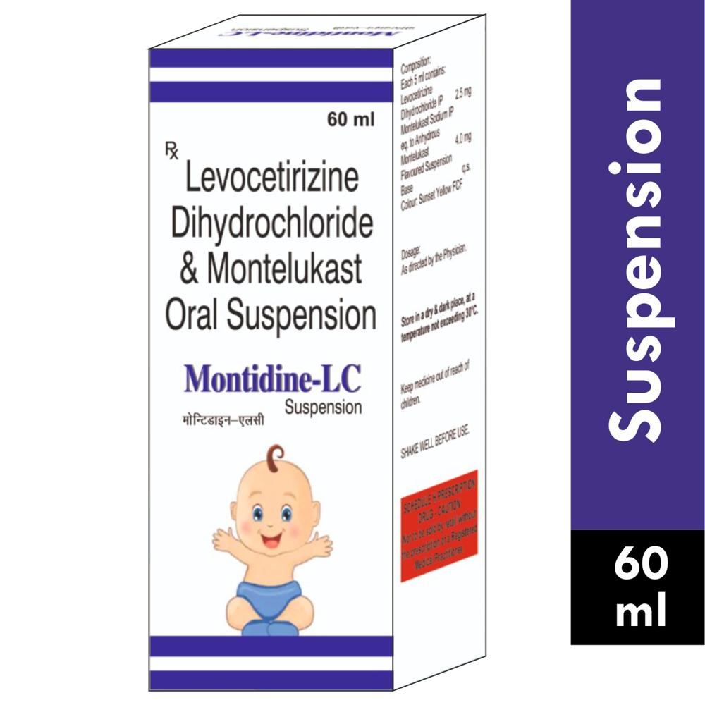 MONTIDINE LC SYRUP - Levocetirizine 2.5mg + Montelukast 4mg Colour: Sunset Yellow Fcf (each 5ml Contains)