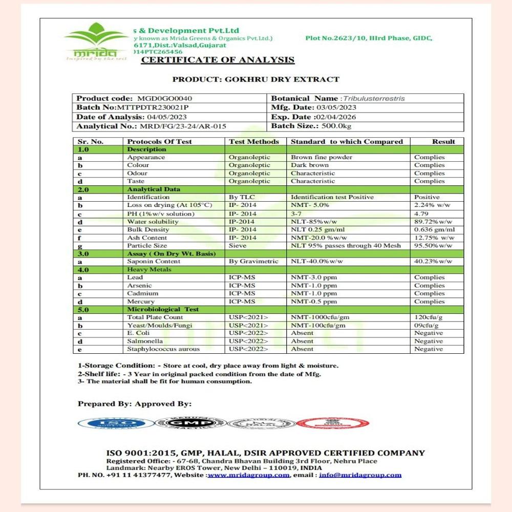 Gokhru Dry Extract - Color: Brown
