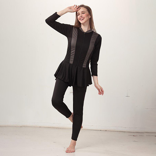 Womens Swimming Costume With Frock Style - Color: Black
