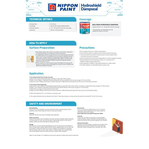 1 L Nippon Walltron Hydroshield Dampseal Exterior Elastomeric Coating - Physical Form: Liquid