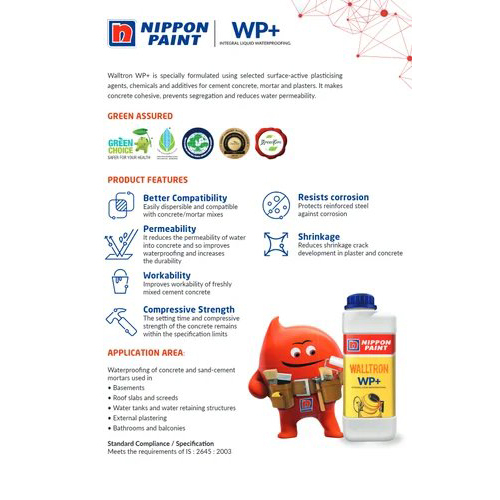 5 L Nippon Walltron Wp Plus Integral Liquid Waterproofing - Color: White