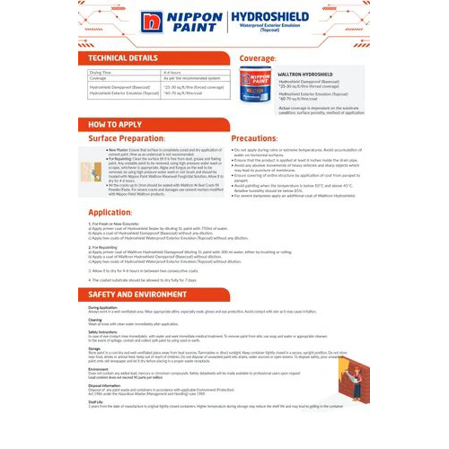 4 L Nippon Hydroshield Waterproof Acylic Emulsion - Physical Form: Liquid