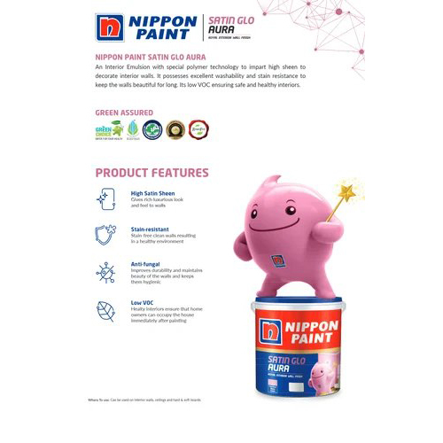 4 L Nippon Paint Satin Glo Plus Interior Wall Finish - Physical Form: Liquid
