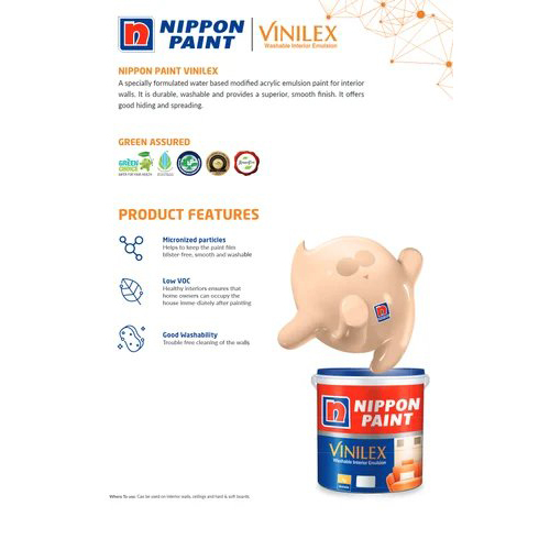 20 L Nippon Paint Vinilex Washable Interior Emulsion - Physical Form: Liquid