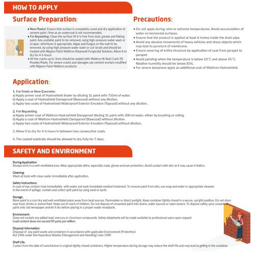 10 L Nippon Hydroshield Waterproof Acylic Emulsion - Physical Form: Liquid